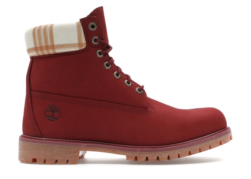 Pre-owned Timberland Men's 6" Heritage Waterproof Boot Sneakers In Dark Red/plaid