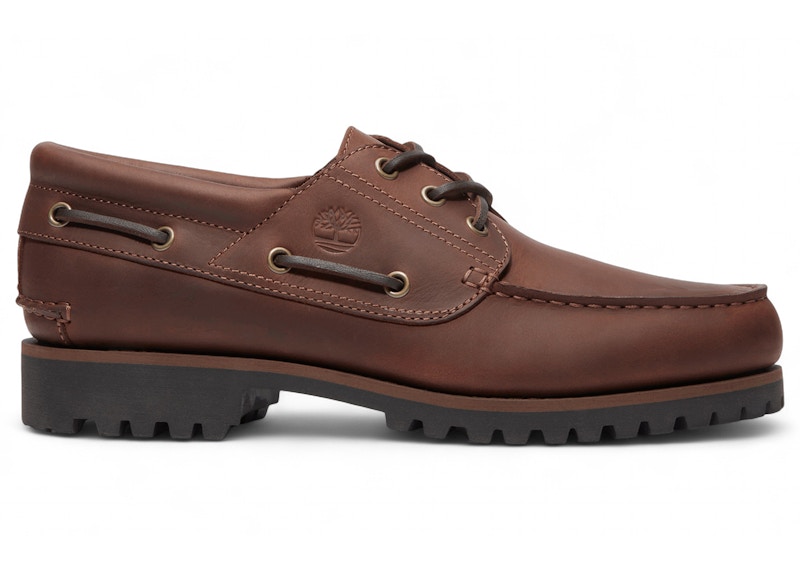Timbealand スリーアイAUTHENTICS 3EYE CLASSIC Men's 3-Eye Lug Handsewn Boat Shoe - Burgundy | Timberland US