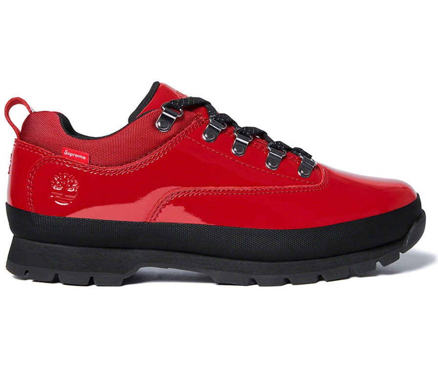 Pre-owned Timberland Euro Hiker Low Supreme Patent Leather Red In Red/black