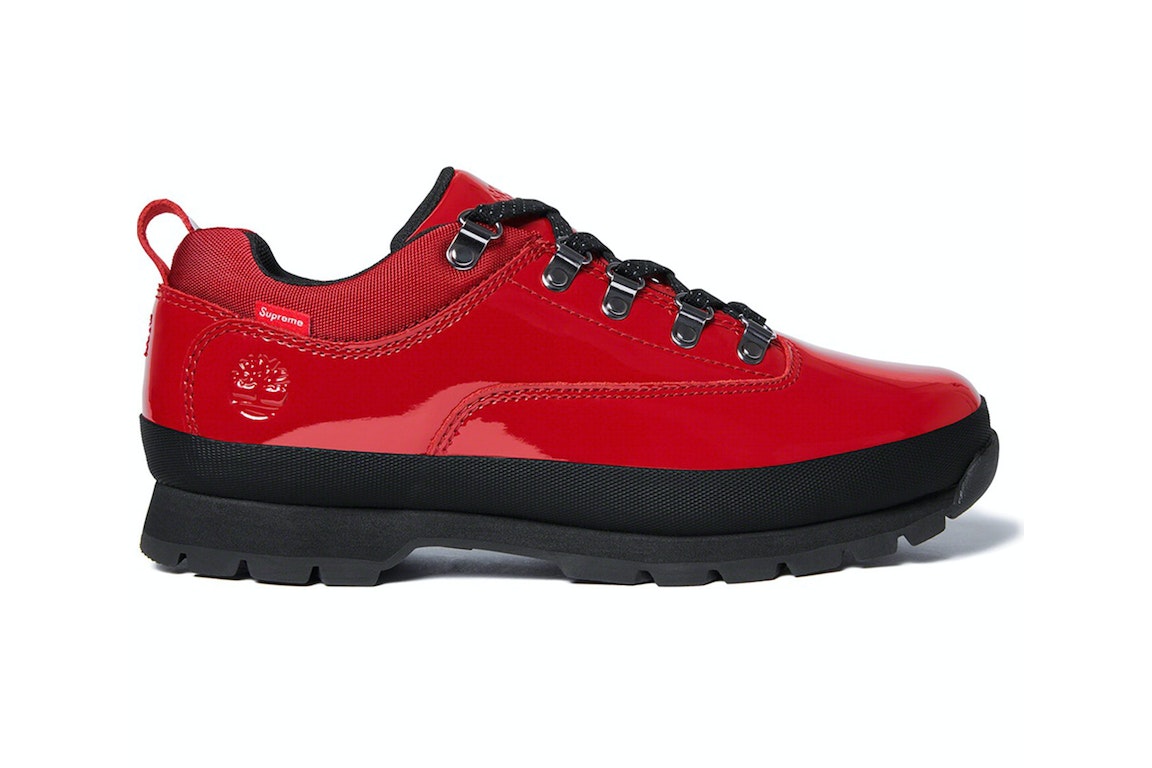 Pre-owned Timberland Euro Hiker Low Supreme Patent Leather Red In Red/black