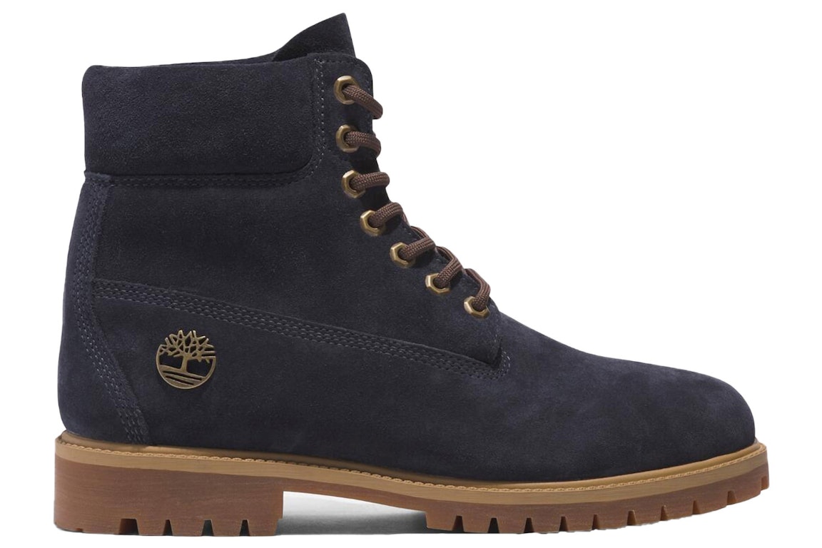 Pre-owned Timberland Heritage 6 Inch Lace Up Waterproof Dark Blue Suede