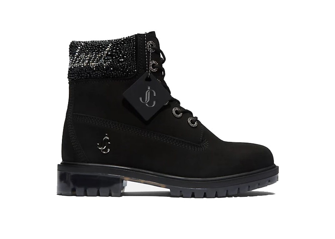 Pre-owned Timberland X Jimmy Choo 6" Boots Black Crystal Collar
