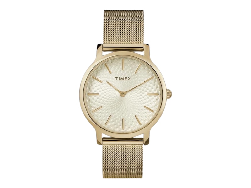 Pre-owned Timex Women's Transcend Minimalist Tw2r36100 Watch In Brass In Gold