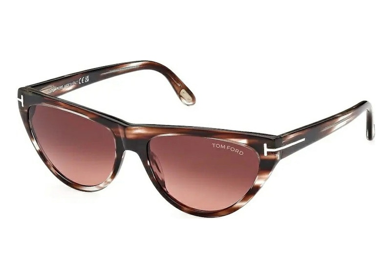 Pre-owned Tom Ford Amber Cat Eye Sunglasses56) In Havana/bordeaux (ft0990/55t In Brown