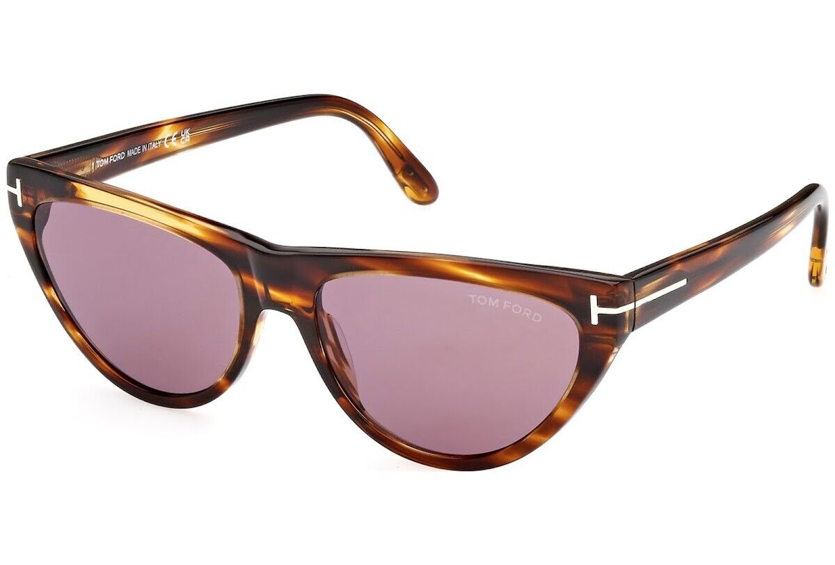 Tom Ford Amber Cat Eye Sunglasses Havana/Violet (FT0990-55Y-56) in