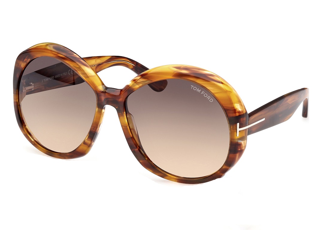 Pre-owned Tom Ford Annabelle Round Sunglasses Havana/gray (ft1010-55b-62)
