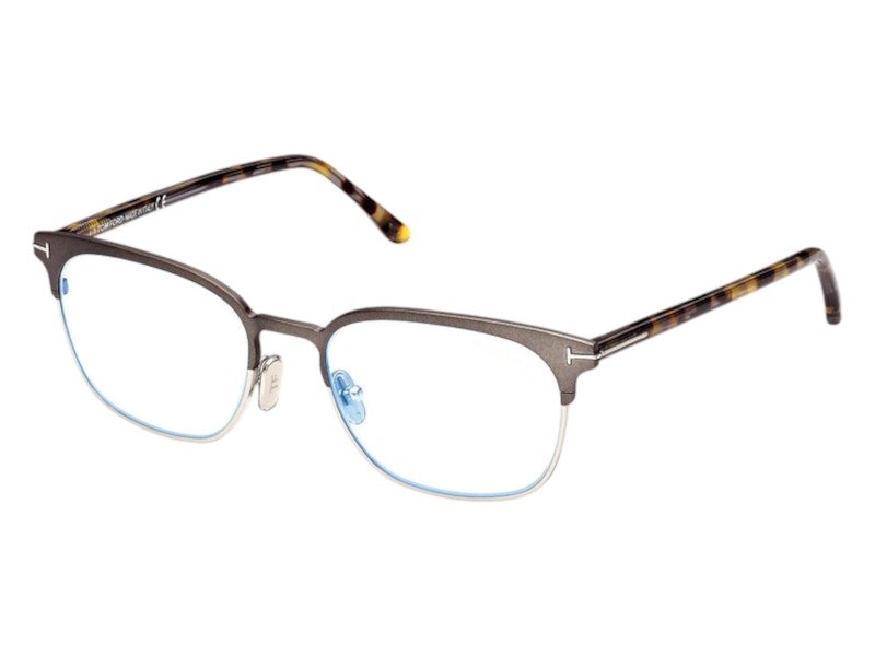 Pre-owned Tom Ford Men's  Browline Eyeglasses In Matte Gunmetal/havana (ft5799/b 009)