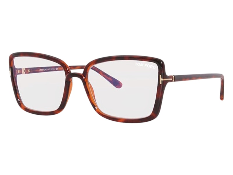 Pre-owned Tom Ford Women's Butterfly Eyeglasses In Auburn/havana (ft5813/b 054)