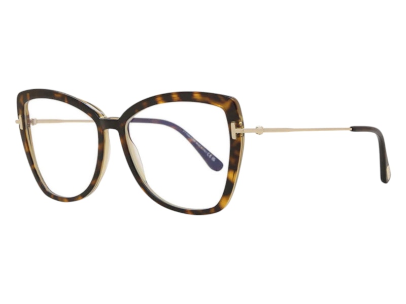 Pre-owned Tom Ford Women's Butterfly Eyeglasses In Havana/gold (ft5882/b 056)