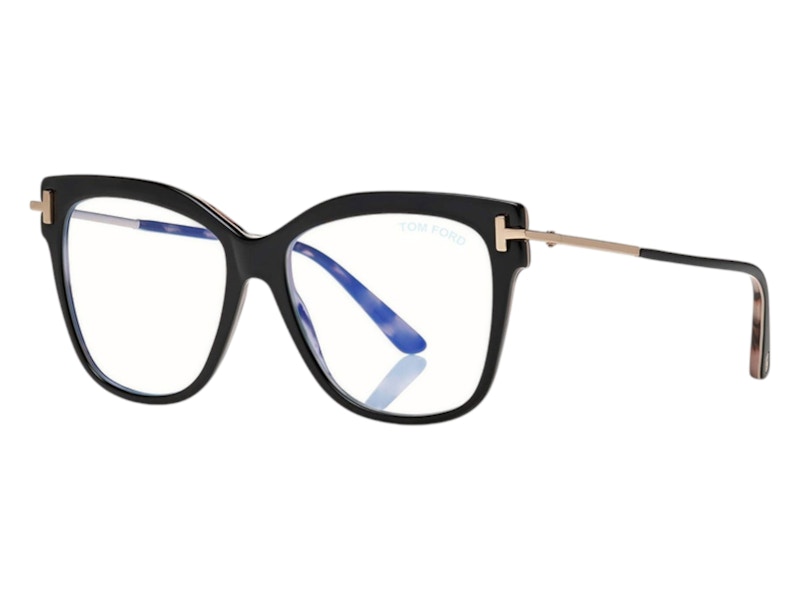 Pre-owned Tom Ford Women's  Cat Eye Eyeglassesvintage/pink/havana/with/rose/gold (ft5704b 005) In Black/nude/& In Multi
