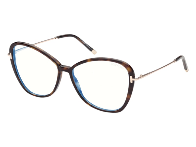 Pre-owned Tom Ford Women's Cat Eye Eyeglasses In Havana (ft5769/b 052)