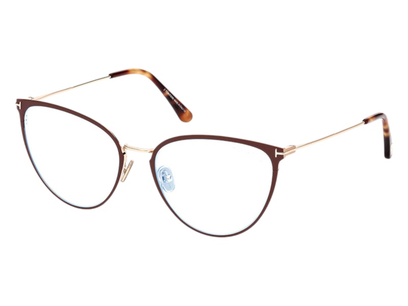 Pre-owned Tom Ford Women's Cat Eye Eyeglasses In Matte Brown (ft5840/b 046)