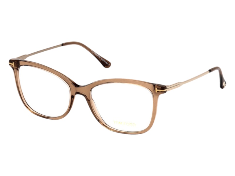 Pre-owned Tom Ford Women's  Cat Eye Eyeglasses In Transparent Brown/rose Gold (ft5510 045)