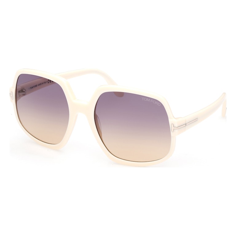 Pre-owned Tom Ford Delphine Geometric Sunglasses Ivory/violet (ft0992-25z-60)
