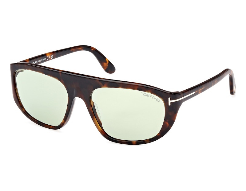 Pre-owned Tom Ford Edward Square Sunglasses58) In Havana/green (ft1002/52n