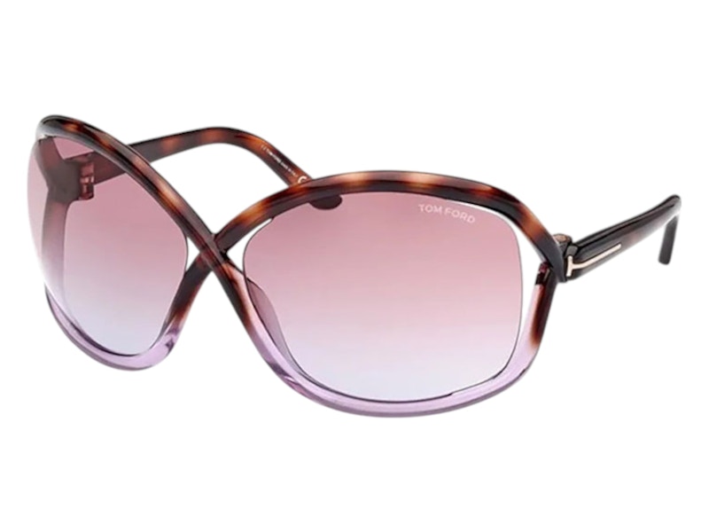 Pre-owned Tom Ford Women's Geometric Sunglasses Violet In Dark Havana/pink (ft1068 56z) In Multi