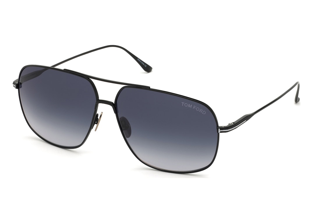 Pre-owned Tom Ford John Navigator Sunglasses Black/blue (ft0746-01w-62)