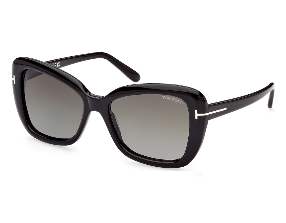 Pre-owned Tom Ford Maeve Butterfly Sunglasses Black/smoke (ft1008-01b)