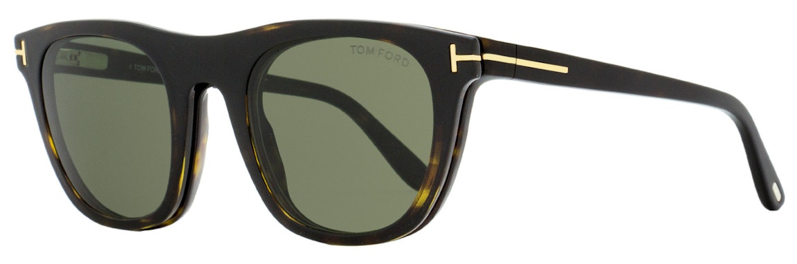 Pre-owned Tom Ford Magnetic Clip On Square Sunglasses Havana/gray (ft5895-b-052-51)