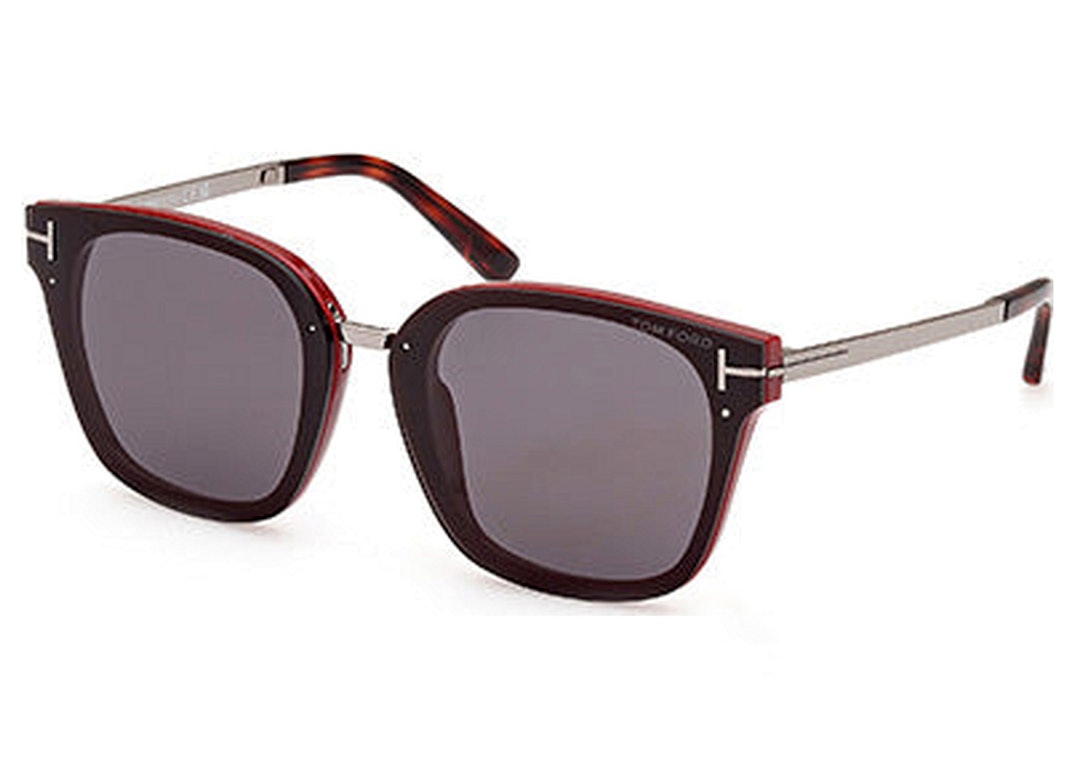 Pre-owned Tom Ford Phillippa Square Sunglasses Bordeaux/smoke (ft1014-71a-68)