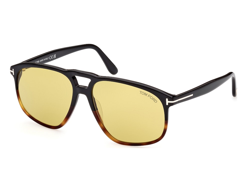 Pre-owned Tom Ford Pierre Navigator Sunglasses Black/brown (ft1000-05e-58)