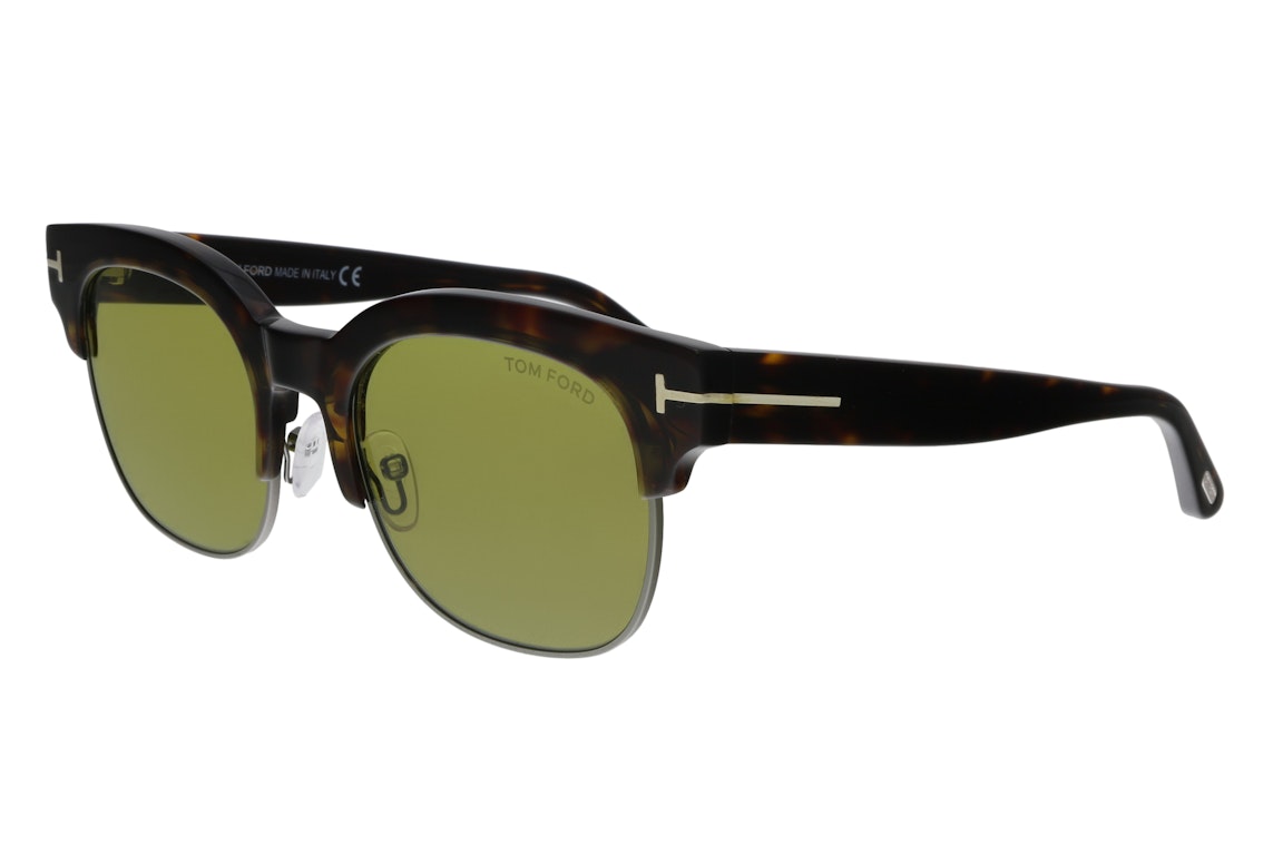Pre-owned Tom Ford Rectangular Sunglasses Havana (ft0597 52n)