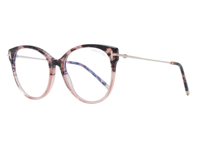 Pre-owned Tom Ford Women's Round Eyeglasses In Coloured/havana (ft5770/b 055)
