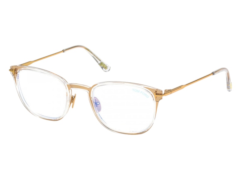 Pre-owned Tom Ford Men's  Round Eyeglasses In Shiny Deep Gold (ft5694/b 030)