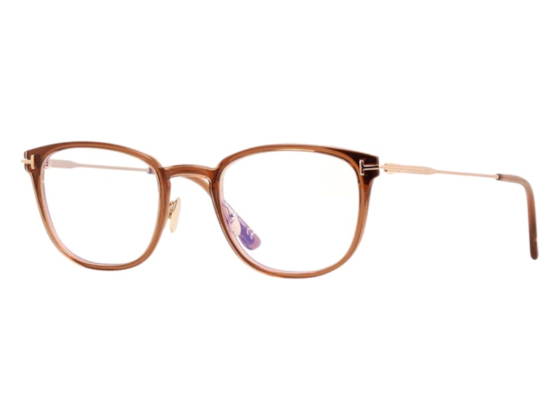 Pre-owned Tom Ford Men's  Round Eyeglasses In Shiny Rose Gold (ft5694/b 028)