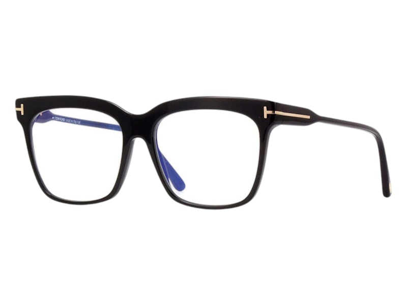 Pre-owned Tom Ford Women's Square Eyeglasses In Black (ft5768/b 001)