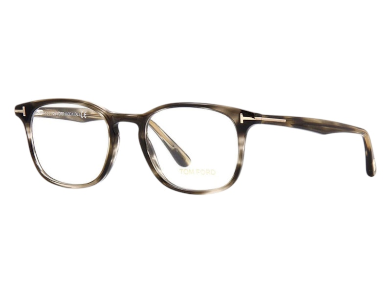 Pre-owned Tom Ford Men's  Square Eyeglasses In Grey/havana (ft5505 005)