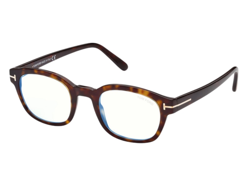 Pre-owned Tom Ford Square Eyeglasses In Havana (ft5808/b 052)