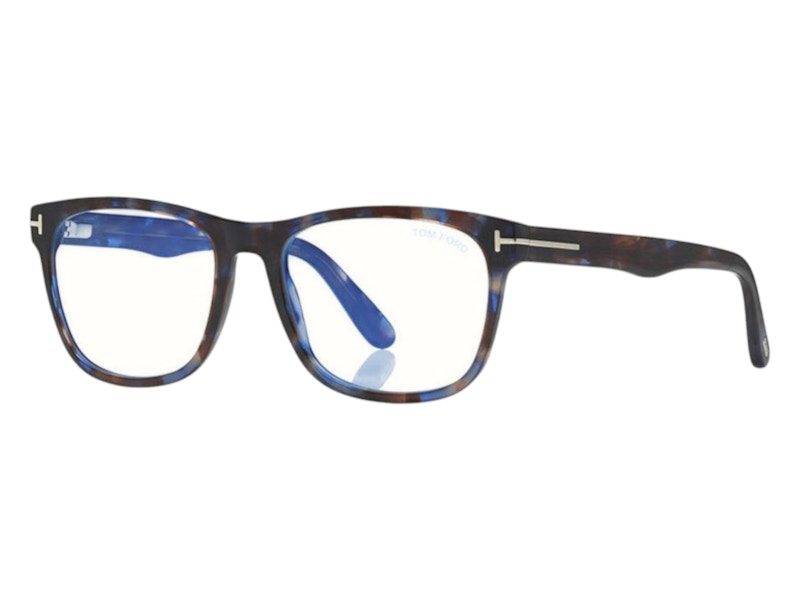 Pre-owned Tom Ford Men's  Square Eyeglasses In Shiny Blue (ft5662/b 055)