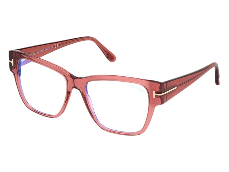 TOM FORD Pre-owned Women's Square Eyeglasses In Transparent Rose (ft5745/b 072)