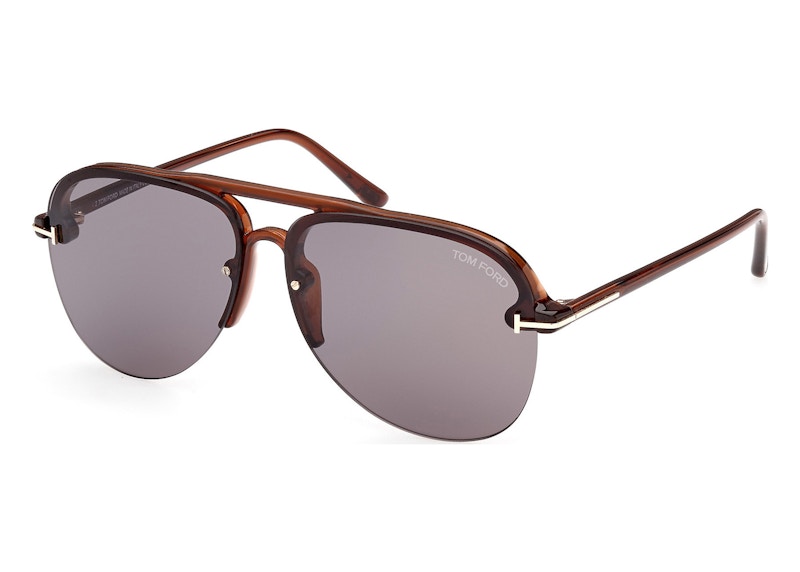 Tom Ford Terry Aviator Sunglasses Brown/Smoke (FT1004-45A-62) in