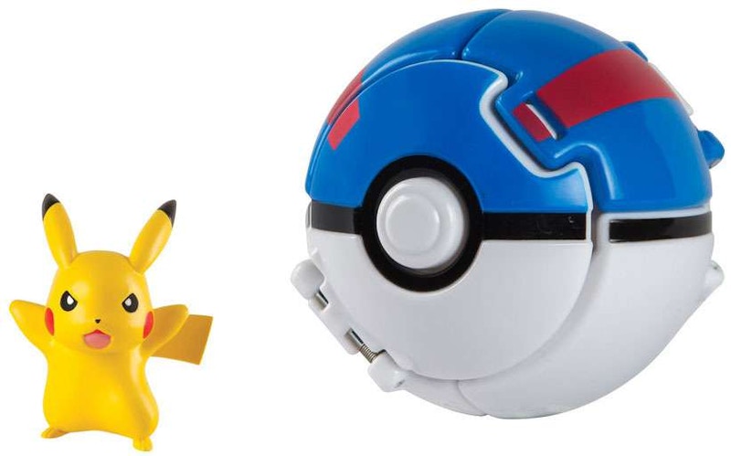 Tomy Pokemon Throw 'n' Pop Pokeball Pikachu & Great Ball Standing Arms