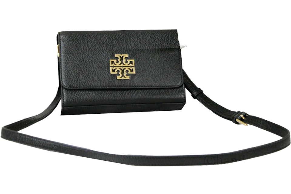 Tory Burch Britten Crossbody Black in Leather with Gold-tone - US