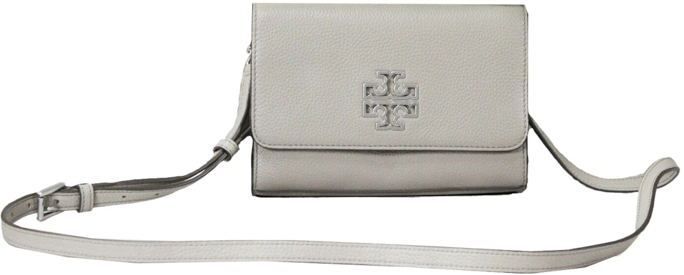 Tory Burch Britten Crossbody French Grey in Leather with Silver-tone - GB