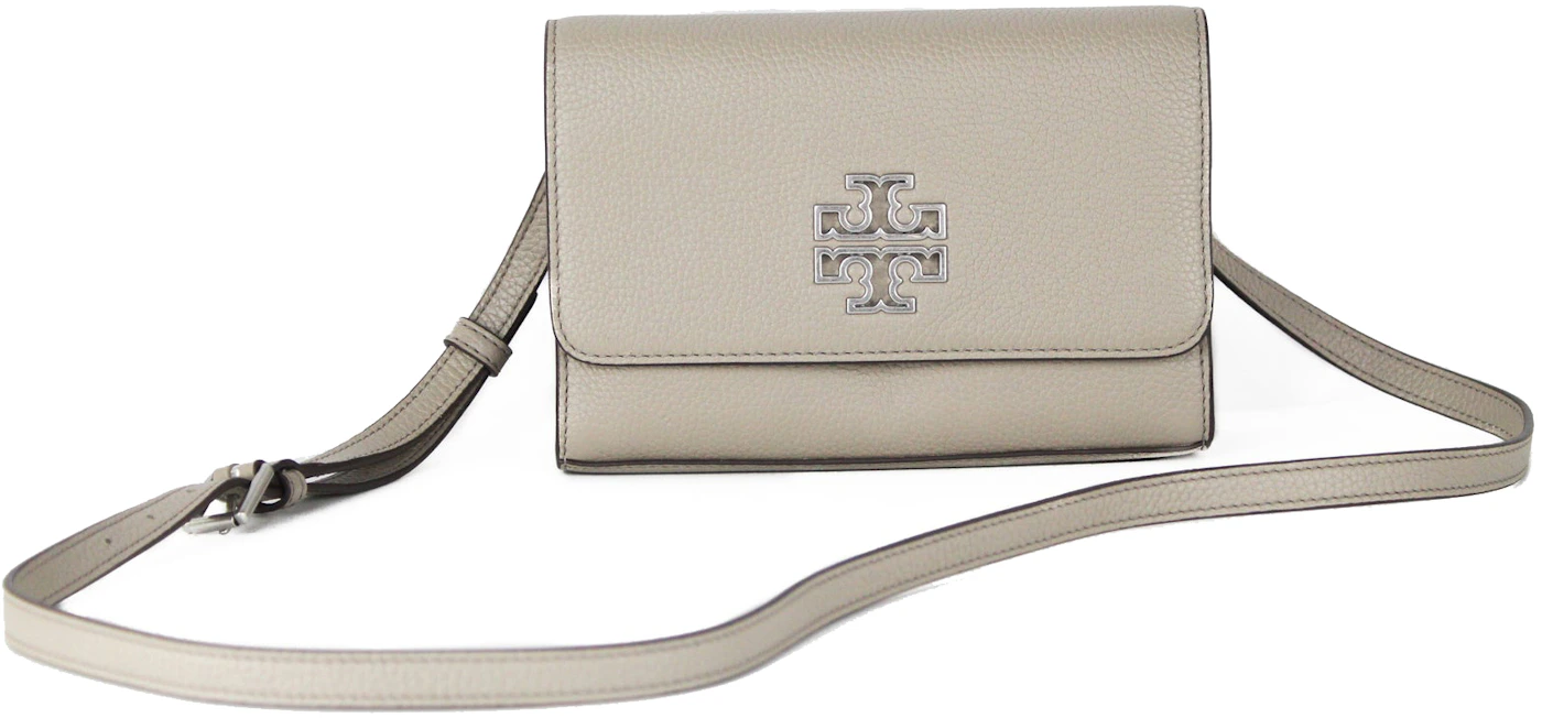Tory Burch Britten Crossbody Handbag French Gray in Pebbled Leather with  Gold-tone - US