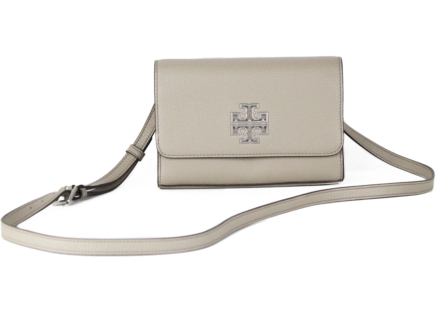Tory Burch Britten Crossbody Handbag French Gray in Pebbled Leather with  Gold-tone - US