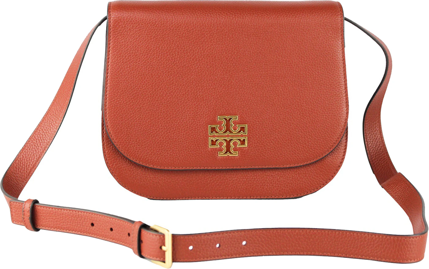 Tory Burch Britten Saddle Bag Medium Britten Sumac in Pebbled Leather with  Gold-tone - US