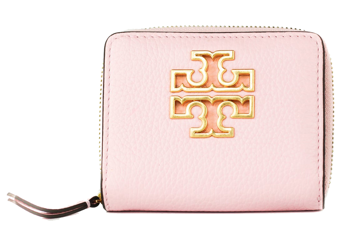 Tory Burch Britten Zip Card Coin Wallet Mini Surprise Lily in Leather 