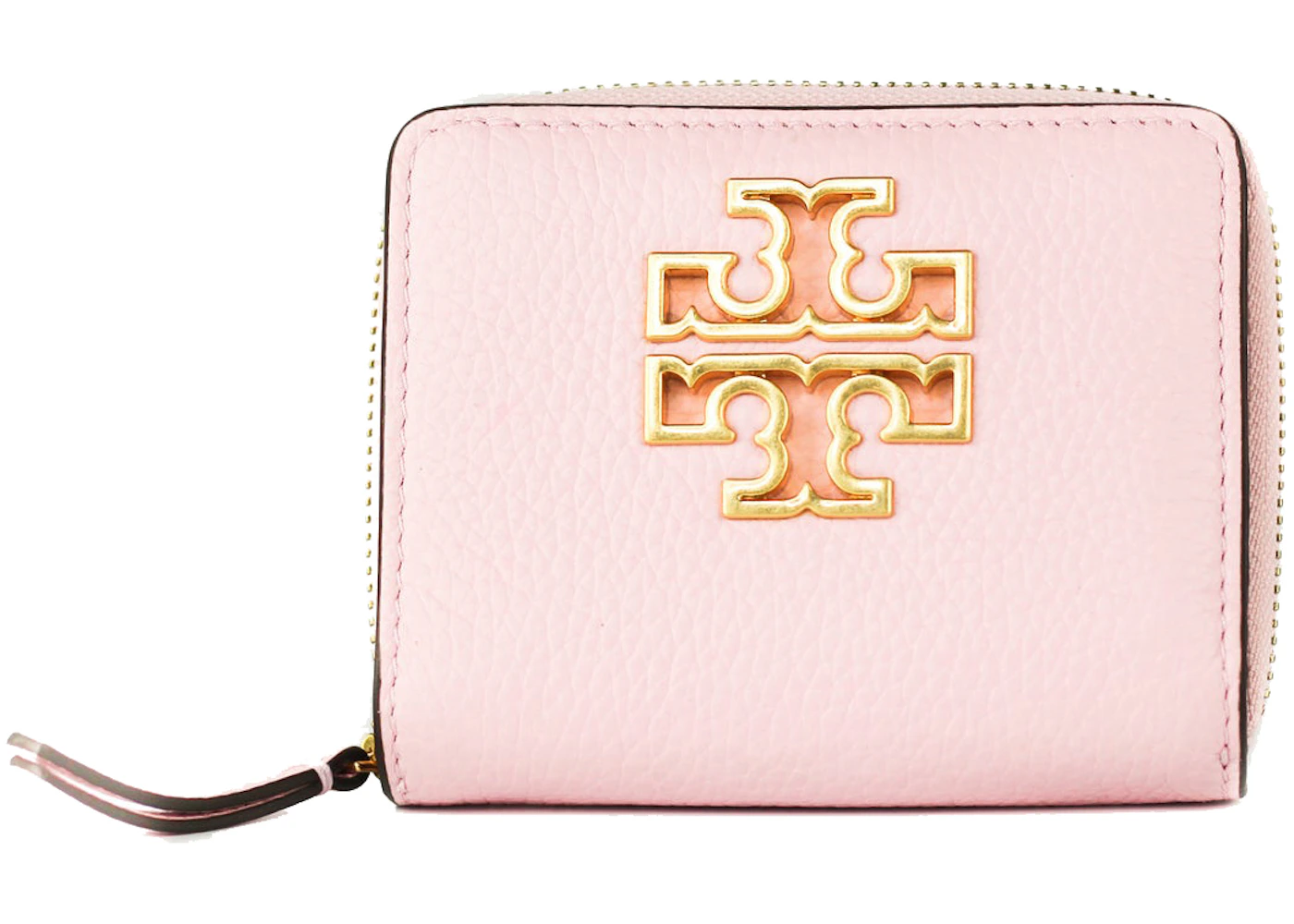 Tory Burch Britten Zip Card Coin Wallet Mini Surprise Lily in Leather with  Gold-tone - US