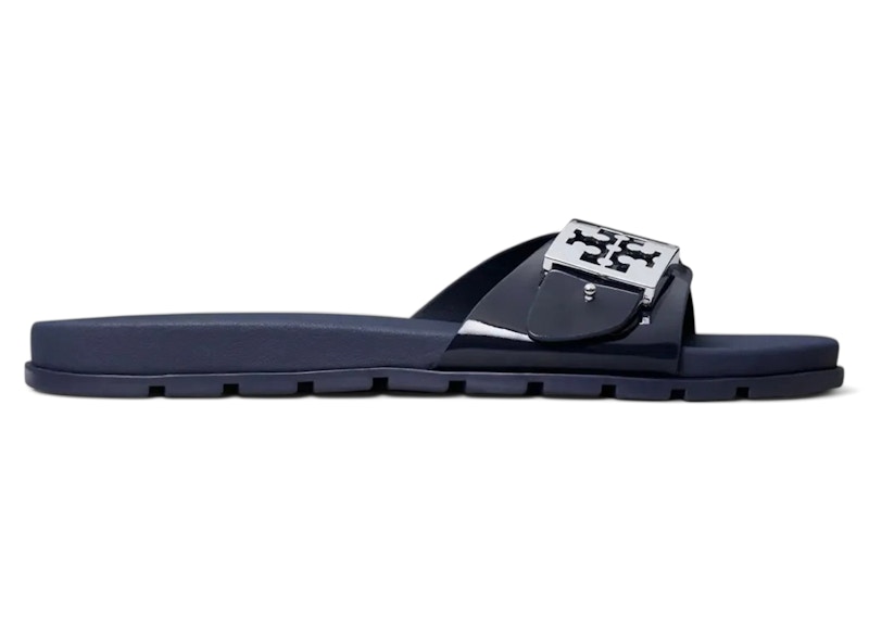 Tory Burch Buckle Slide New Navy Silver (Women's) - 157872