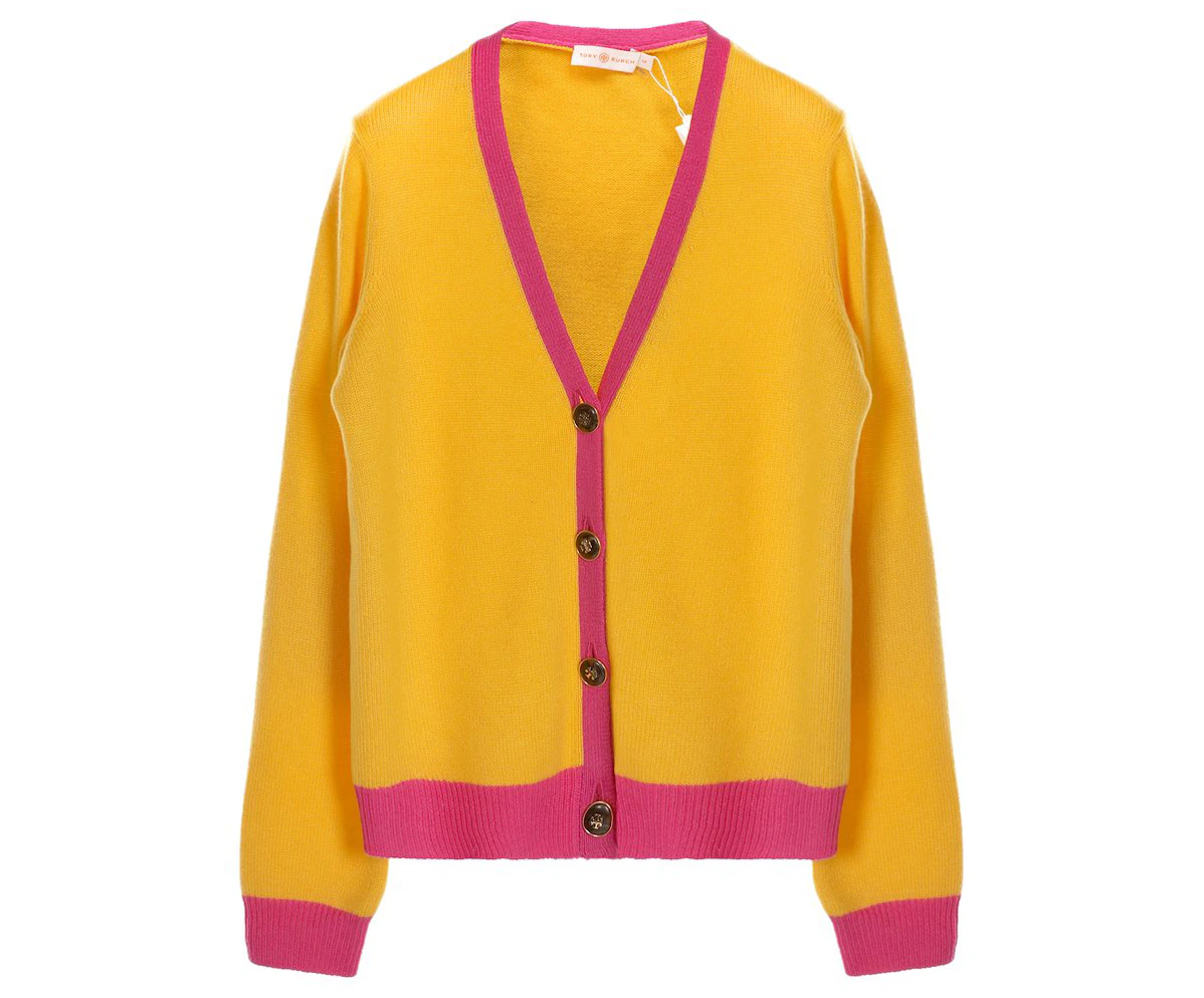 Tory Burch Color Block Cashmere Cardigan Yellow - SS21 - US