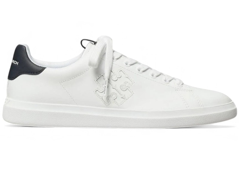 Pre-owned Tory Burch Double T Howell Court Sneaker (women's) Sneakers In White Black In Multi
