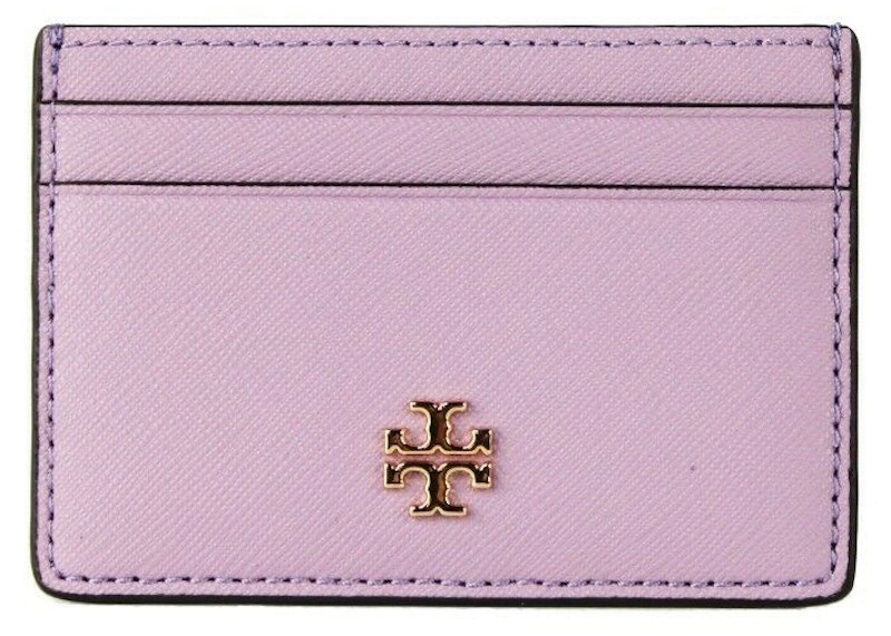 Tory Burch Emerson Slim Cardcase Dusty Violet in Leather with Gold