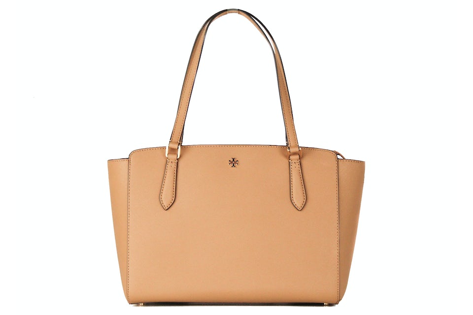 Tory Burch Emerson Top Zip Tote Bag Small Cardamom in Saffiano Leather with  Gold-tone - US