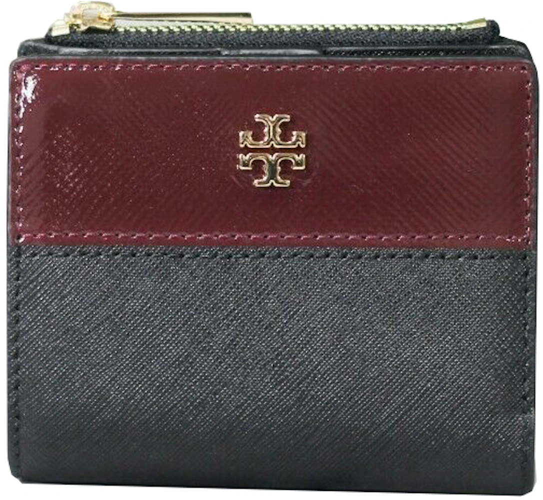 Tory Burch Emerson Wallet Coin Pouch Mini Black/Imperial Garnet/Ivory in  Leather/Patent Leather with Gold-tone - US