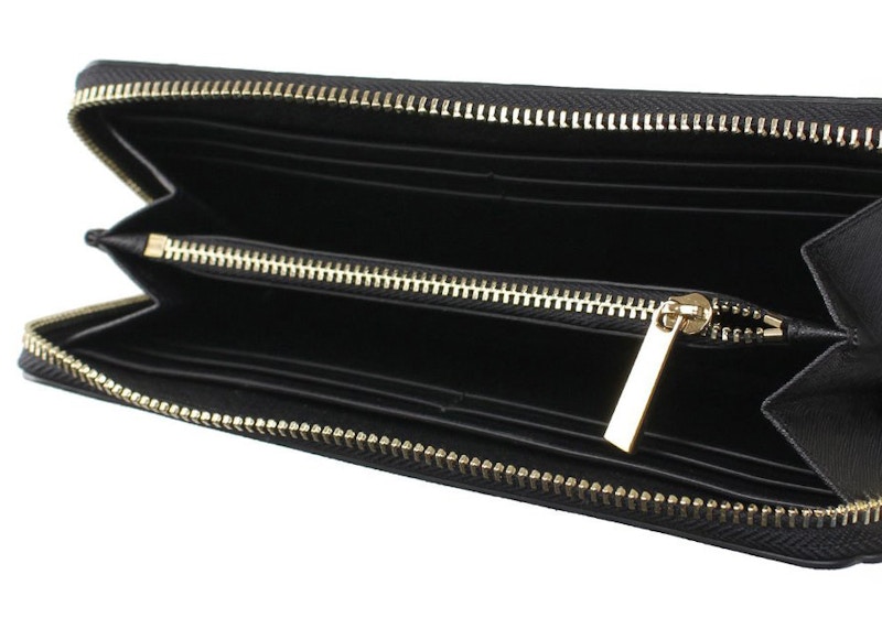 Tory Burch Emerson Zip Continental Wristlet Clutch Black/Ivory in